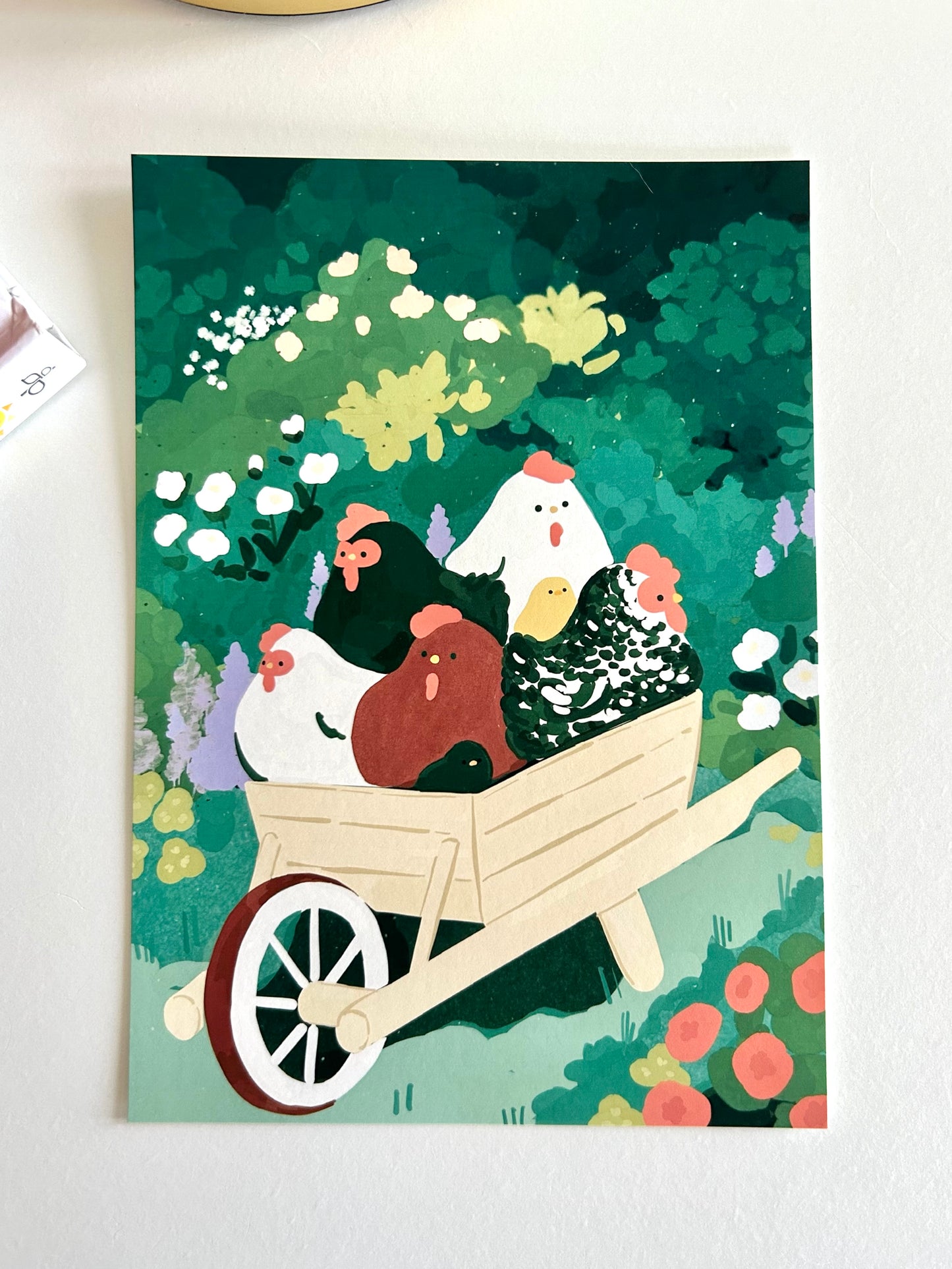 Wheelbarrow of Chickens Print