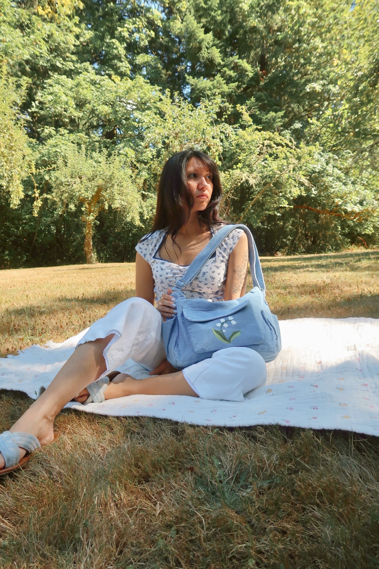 PREORDER Lily of Valley Denim Bag