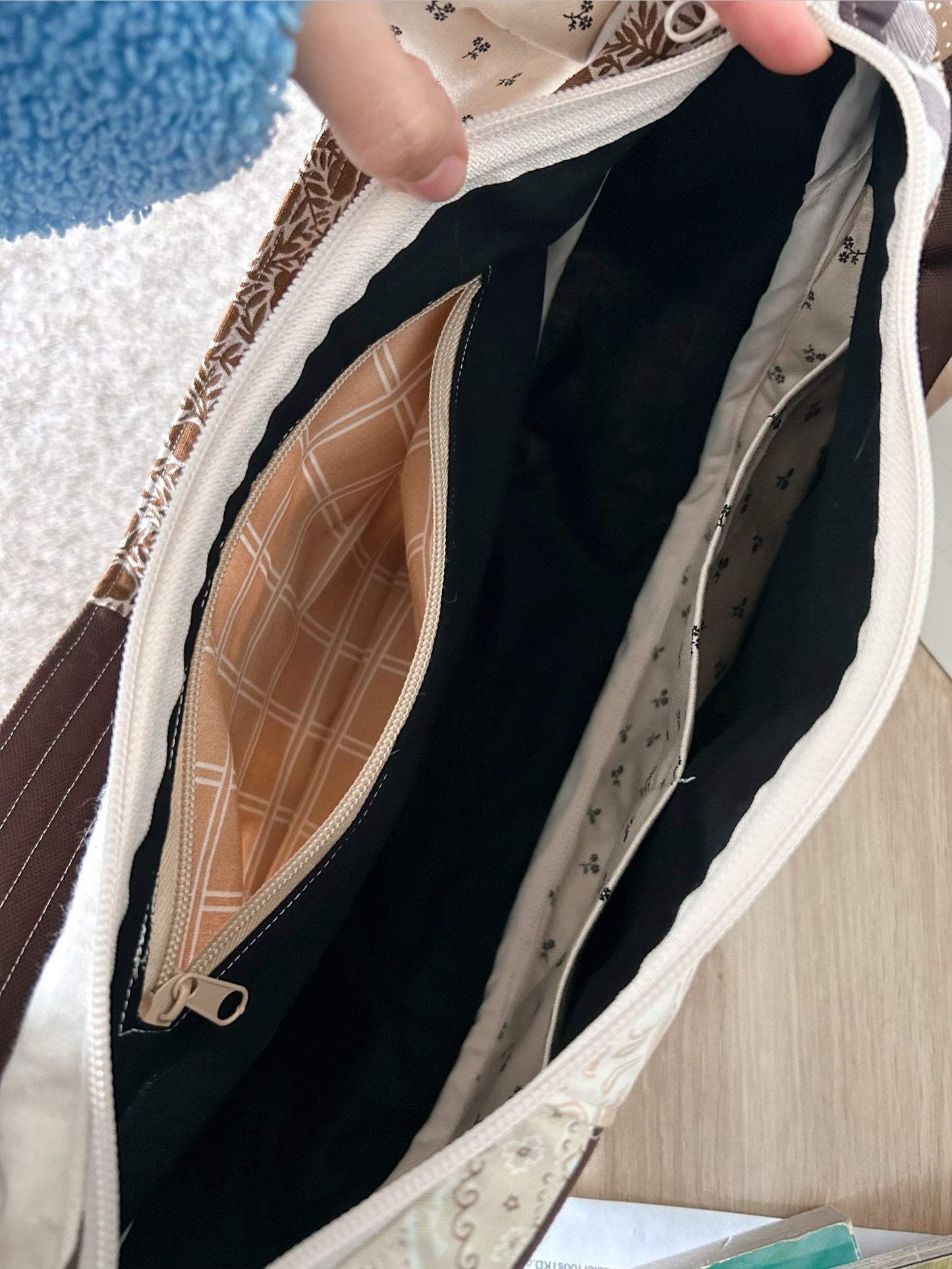 Brown Patchwork Empanada Bag-Handmade
