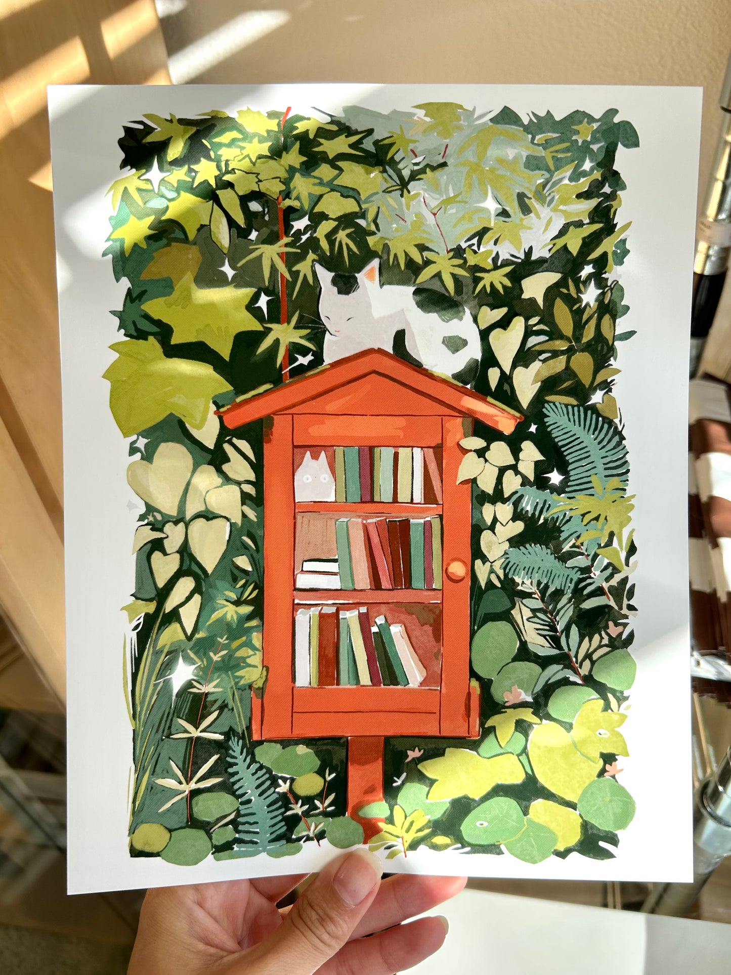 Little Library Cat Art Print