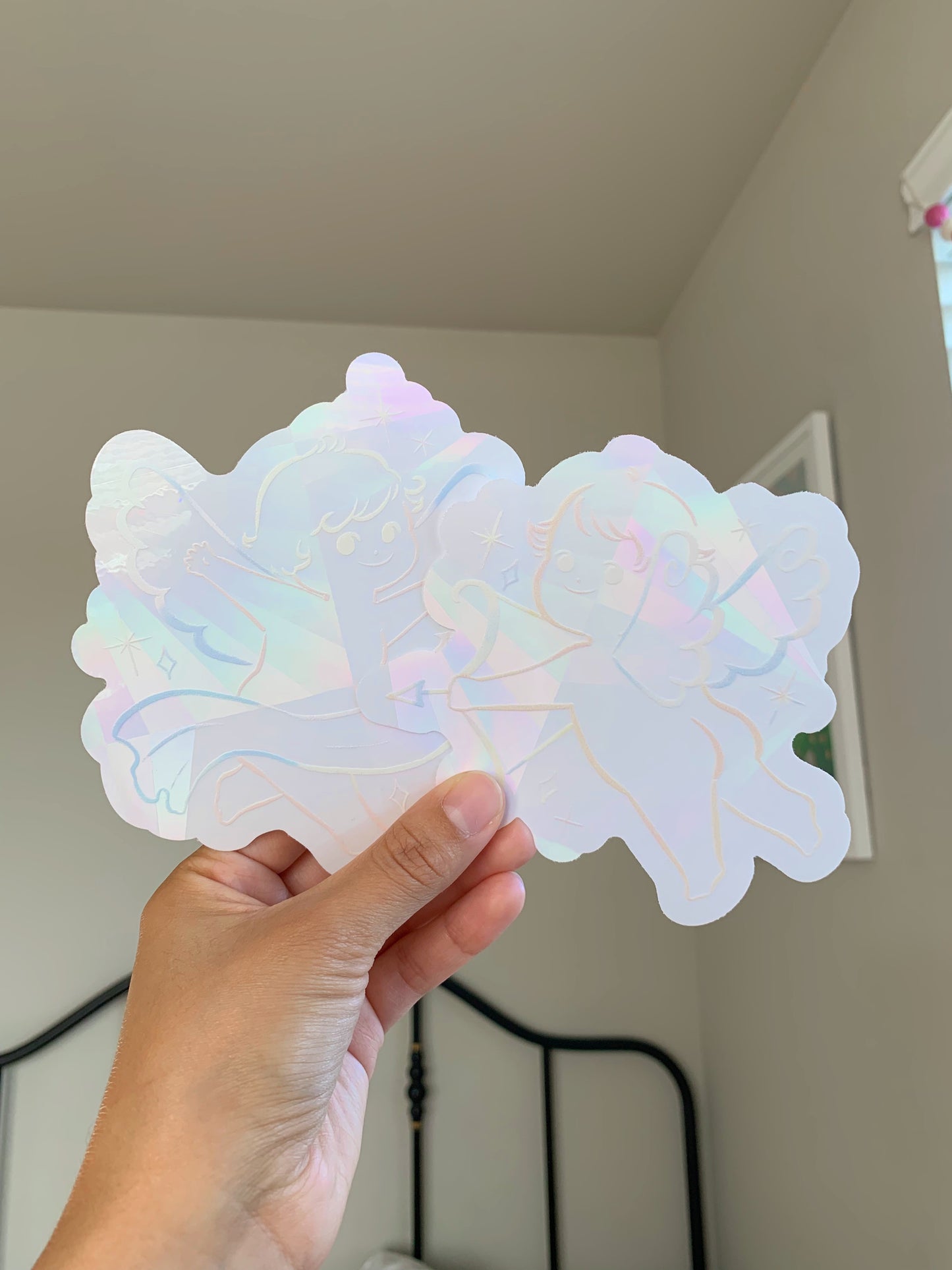 Arrow Cherub Suncatcher Sticker