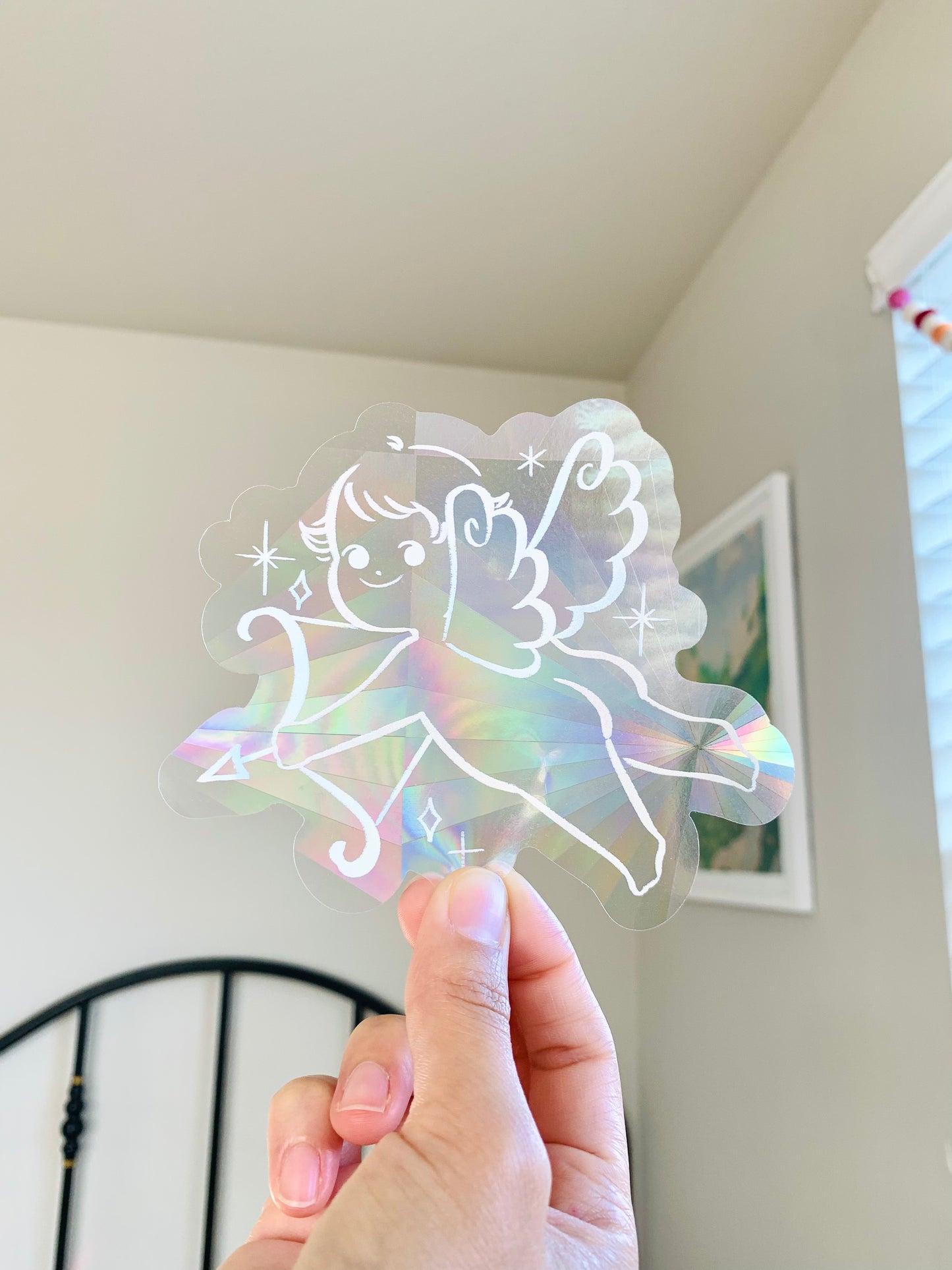 Arrow Cherub Suncatcher Sticker