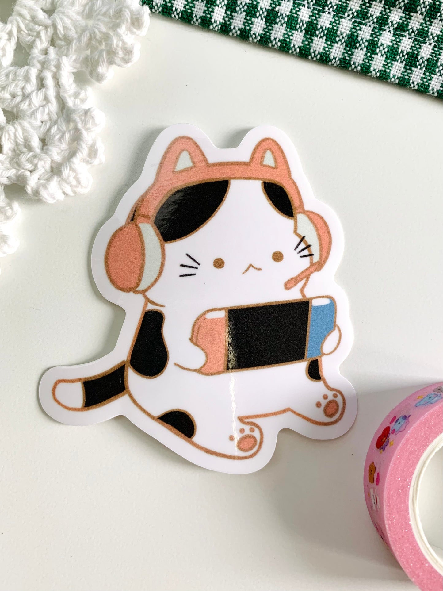 Black and White Gamer Kitty Sticker