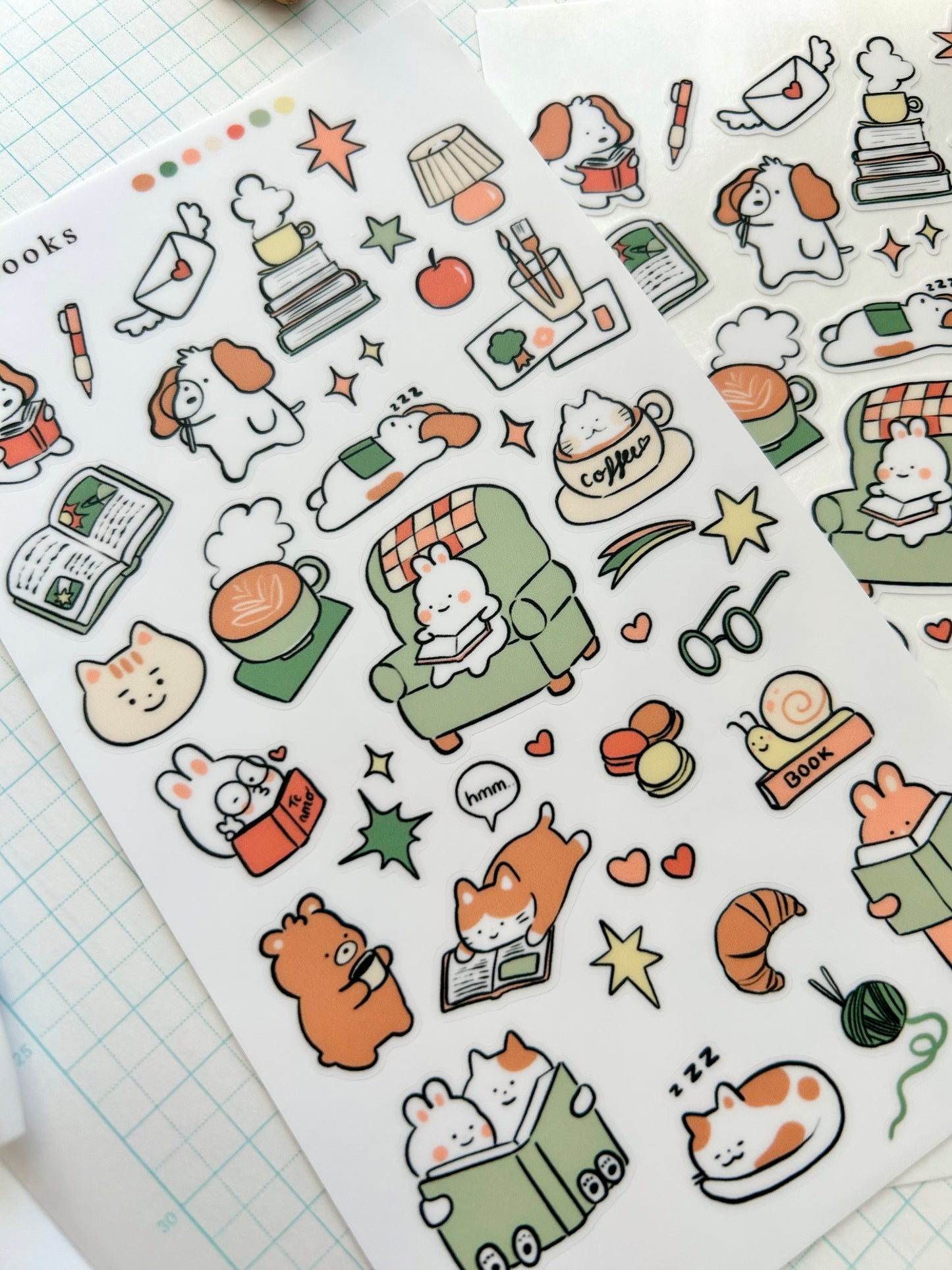 Cozy Books Vinyl Sticker Sheet