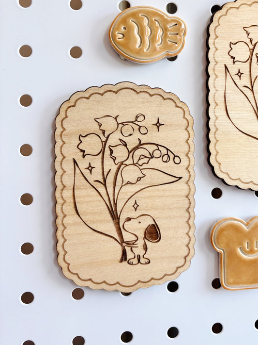 Lily of the Valley Wooden Magnet