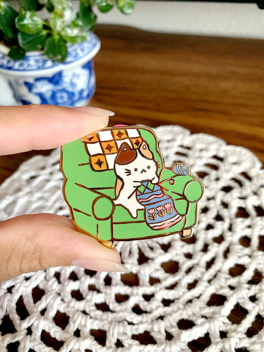 Cozy Knit Cat Hard Enamel Pin