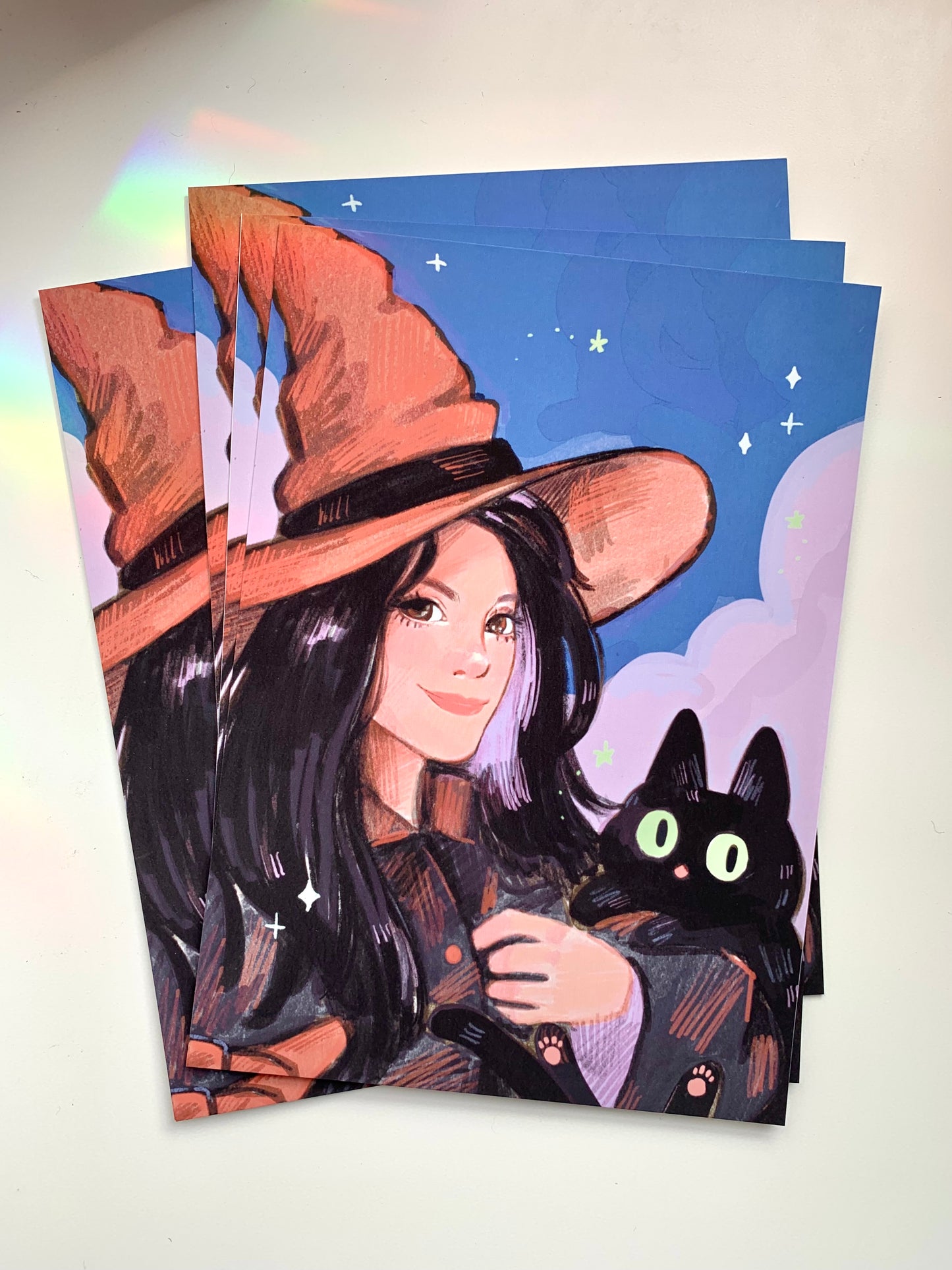 Witch and her Cat Print