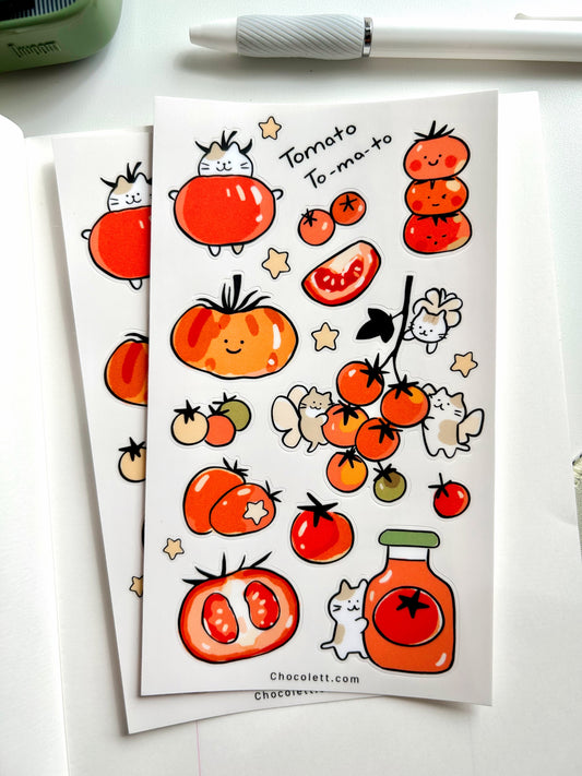 Tomato Cat Vinyl Sticker Sheet