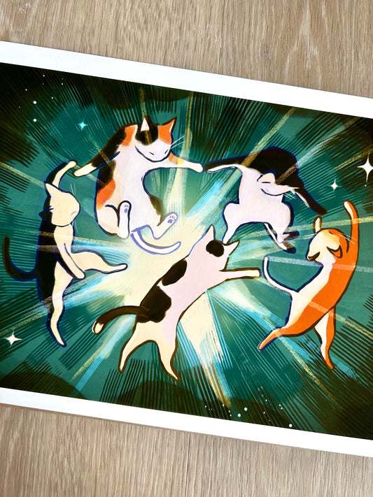 Dancing Gatos Art Print