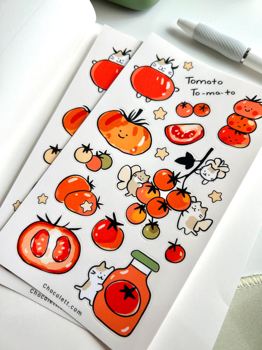 Tomato Cat Vinyl Sticker Sheet