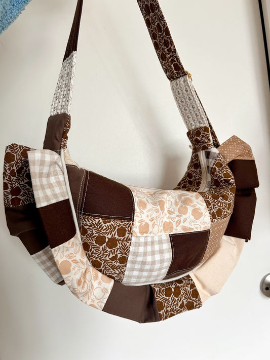 Brown Patchwork Empanada Bag-Handmade