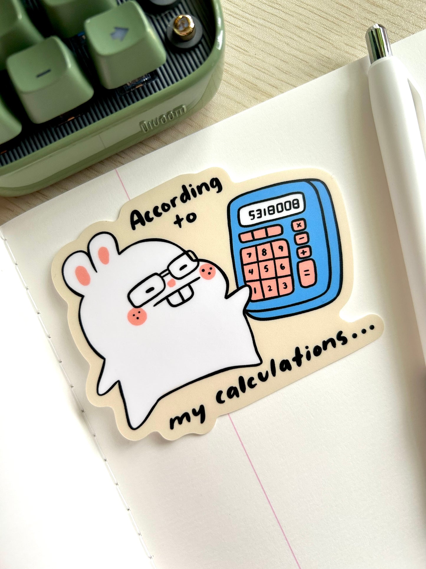 Calculating Bunny Vinyl Sticker