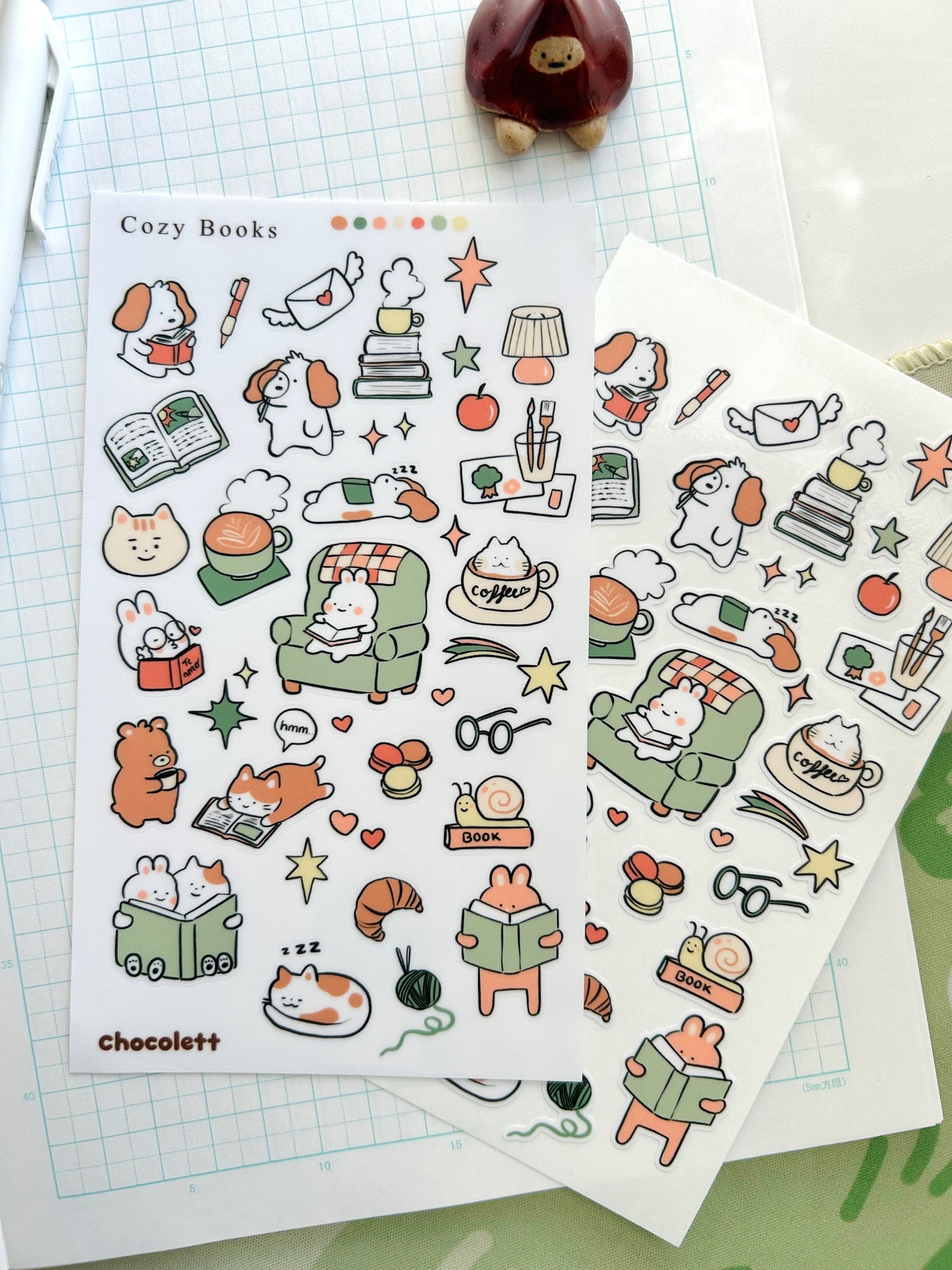 Cozy Books Vinyl Sticker Sheet