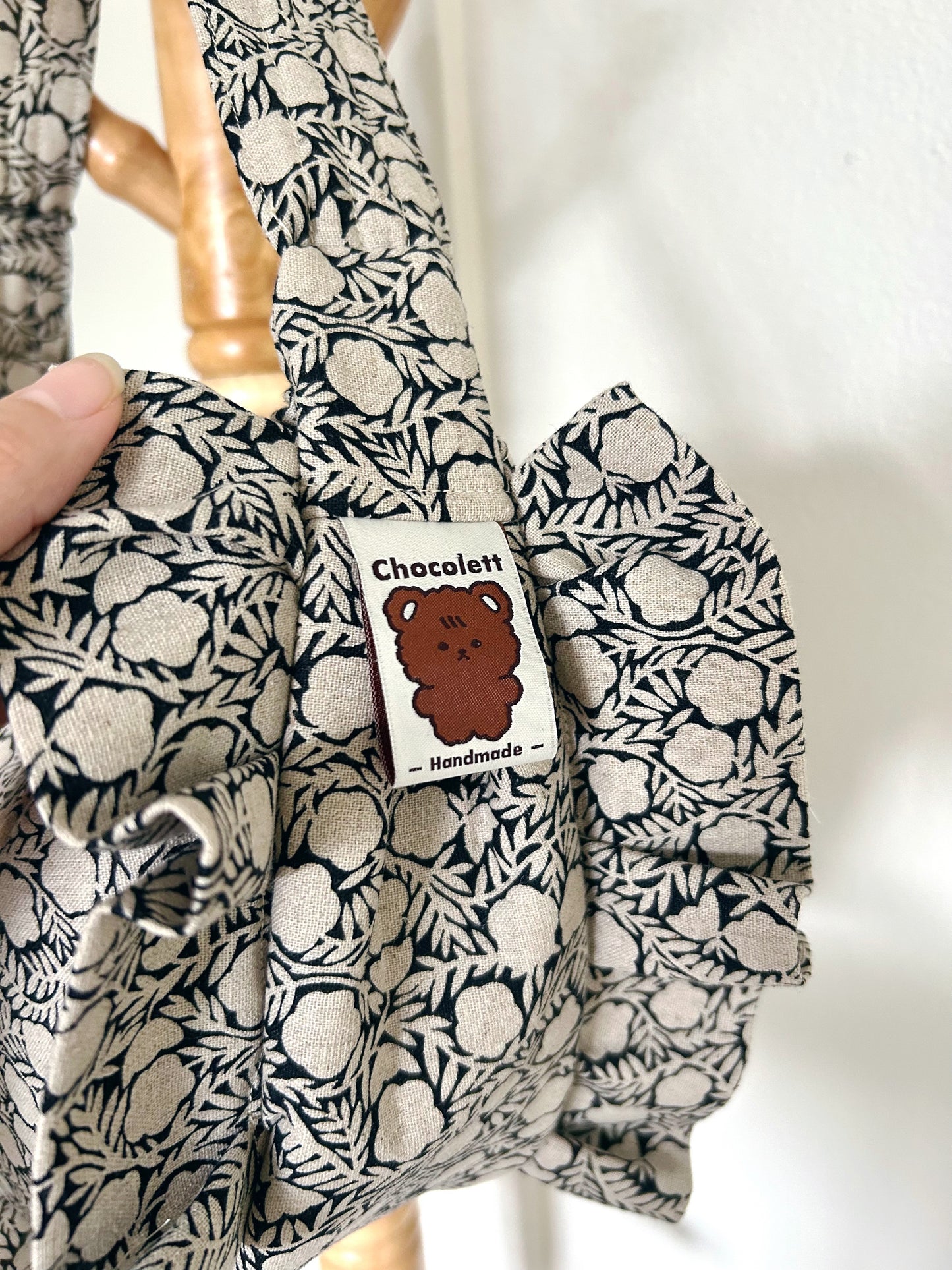 Black Floral Empanada Bag-Handmade