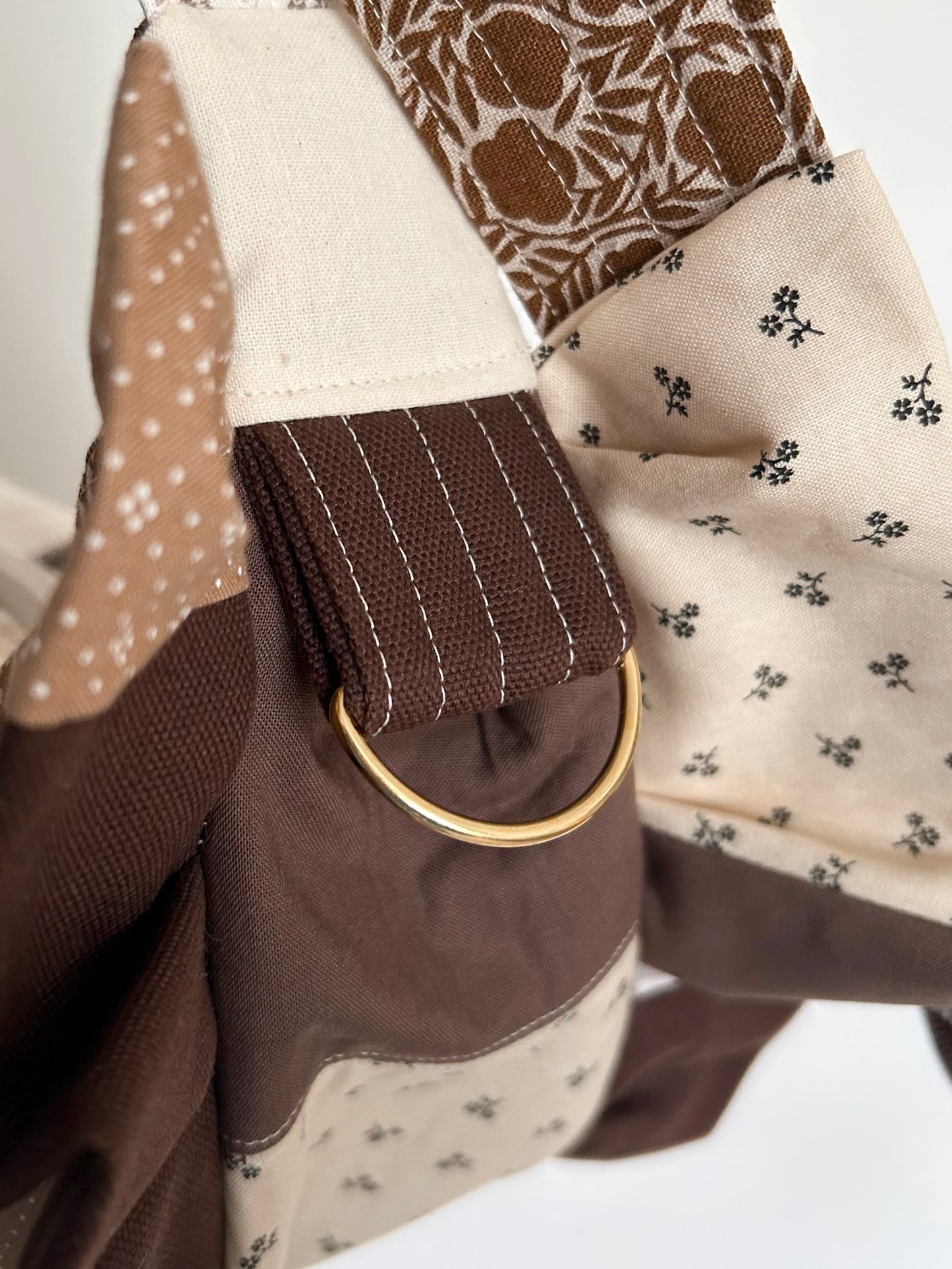 Brown Patchwork Empanada Bag-Handmade