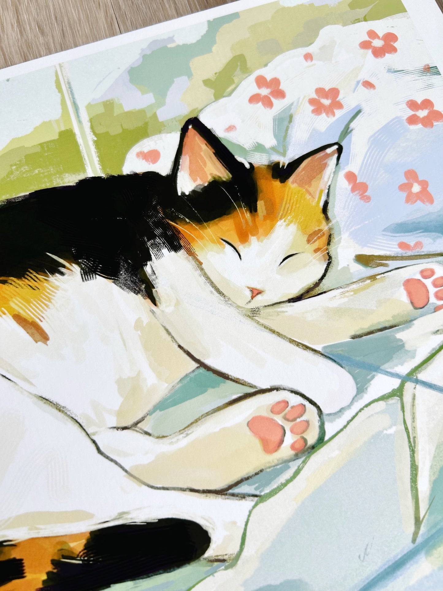 Sleepy Calico Art Print