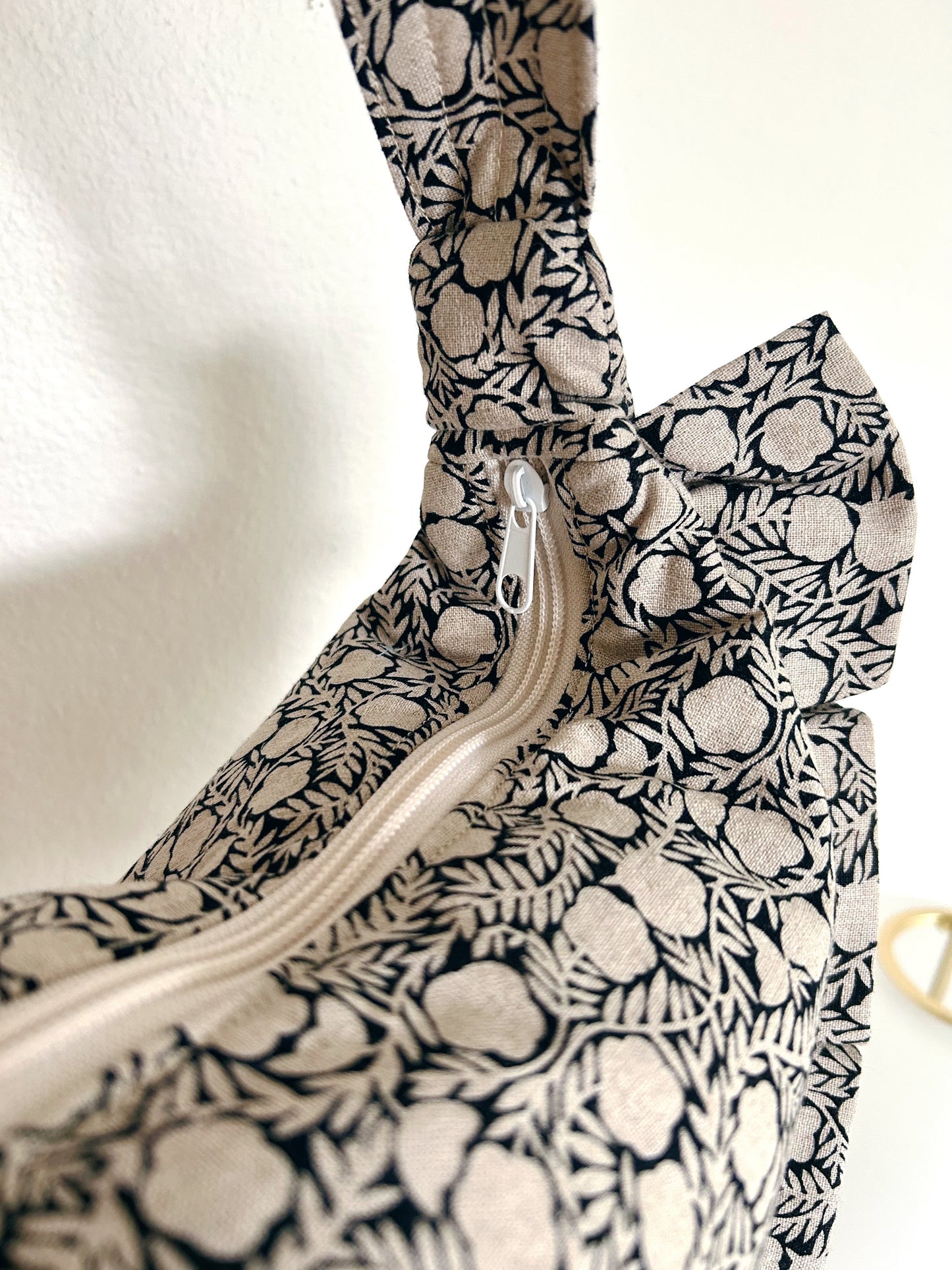 Black Floral Empanada Bag-Handmade