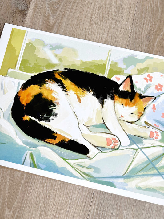 Sleepy Calico Art Print