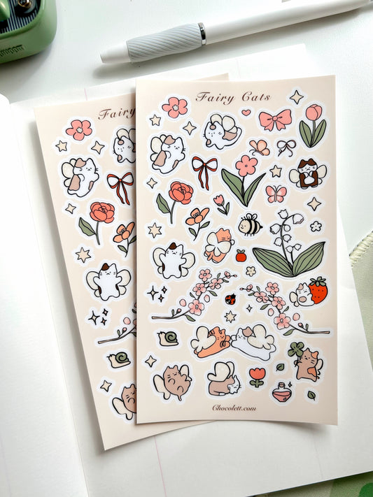 Fairy Cats Vinyl Sticker Sheet