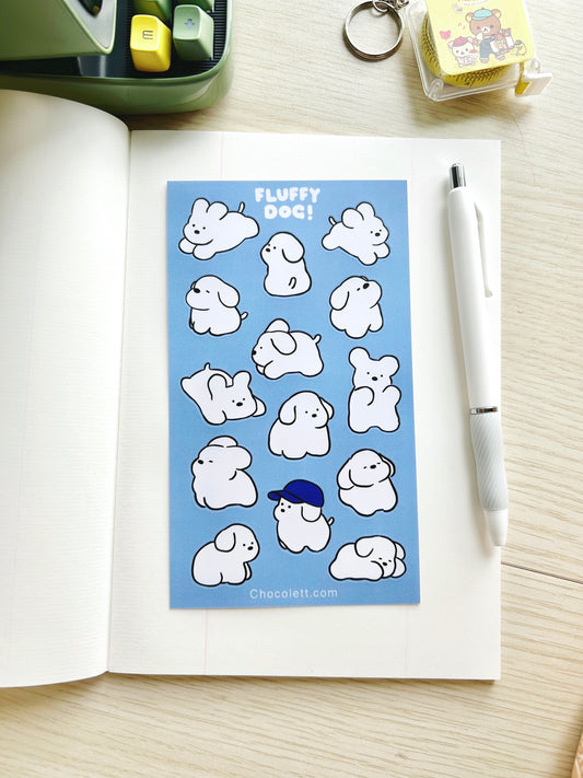 Fluffy White Dog Sticker Sheet