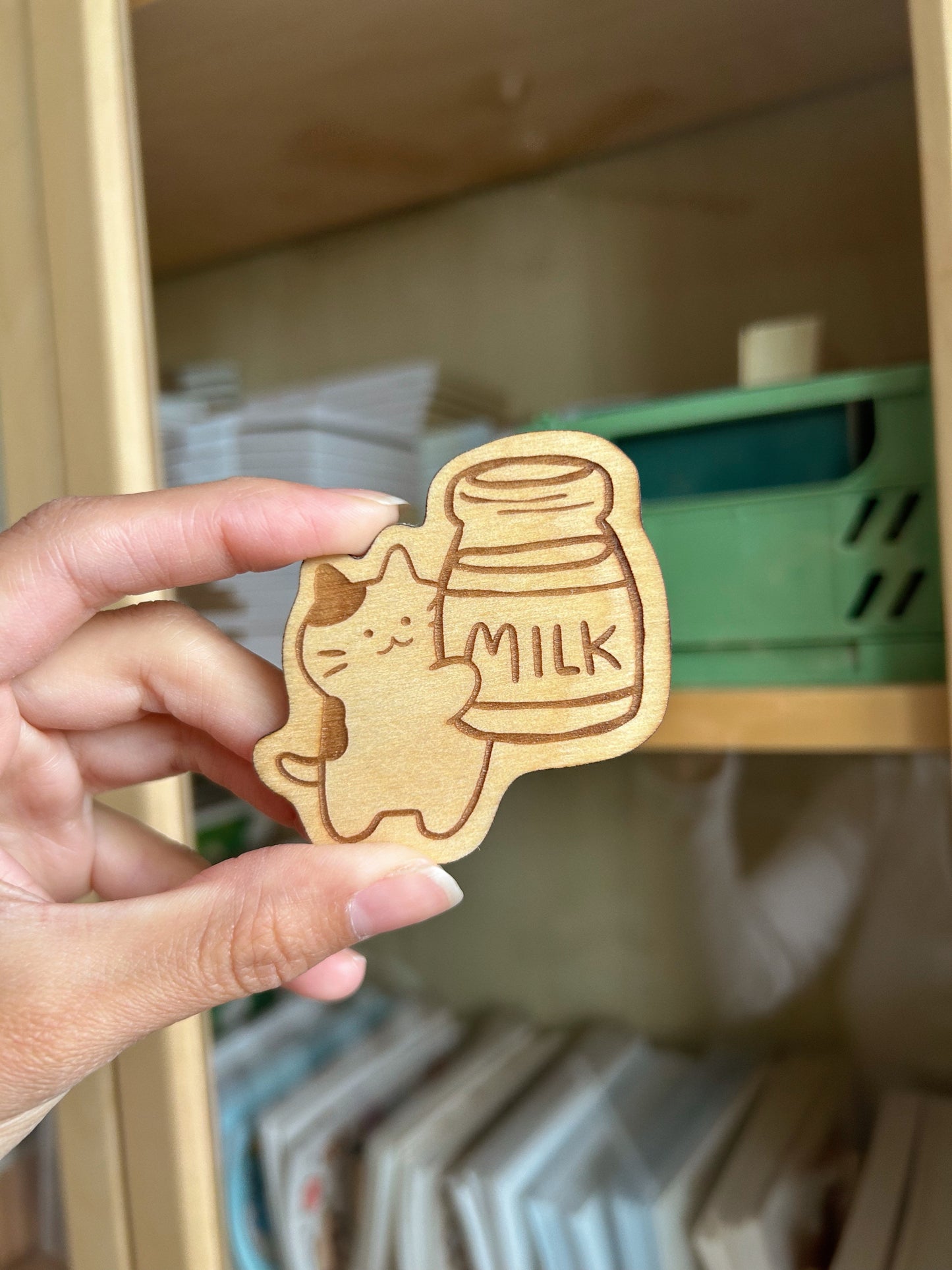 Milk! Wooden Magnet