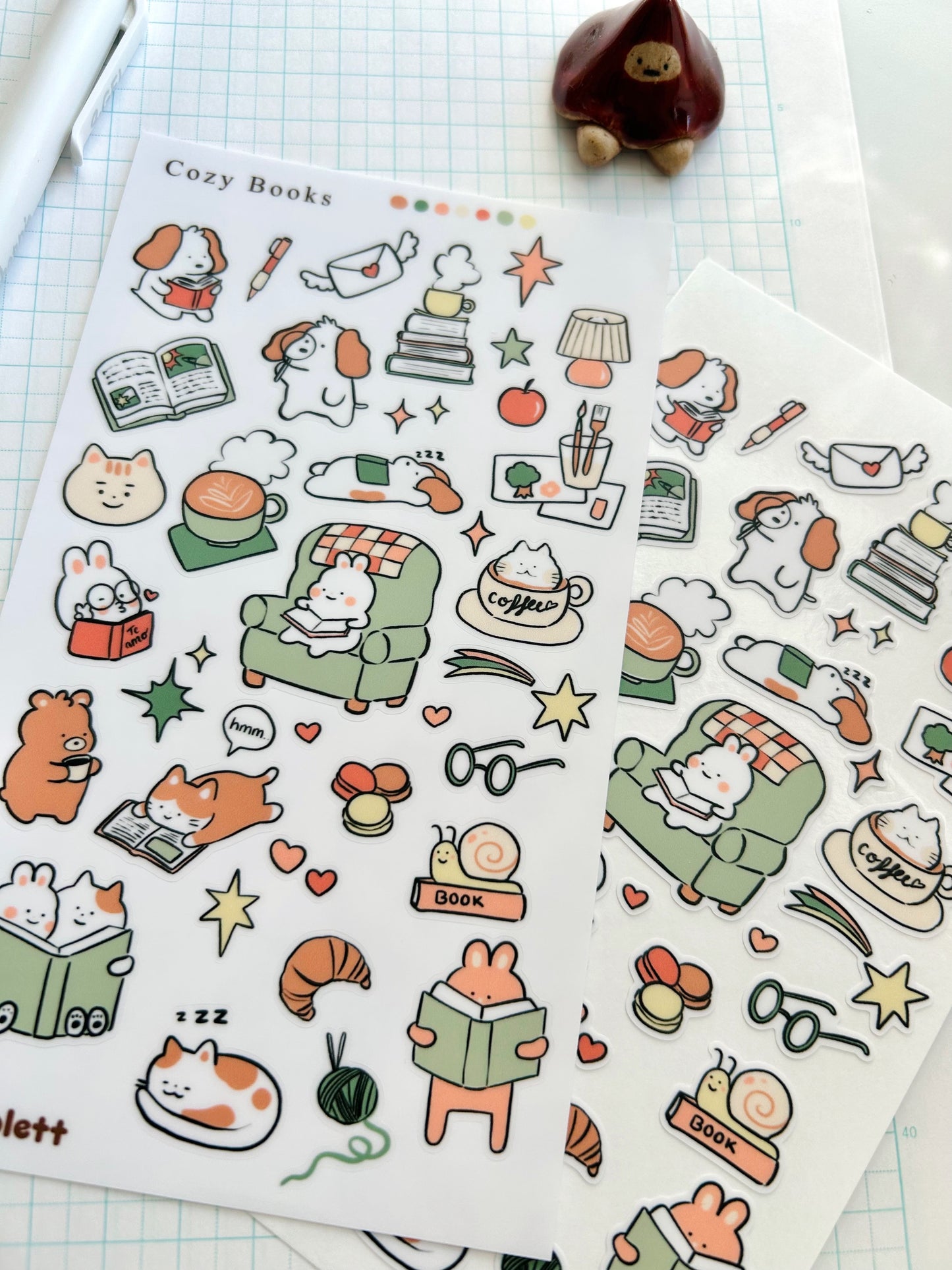 Cozy Books Vinyl Sticker Sheet