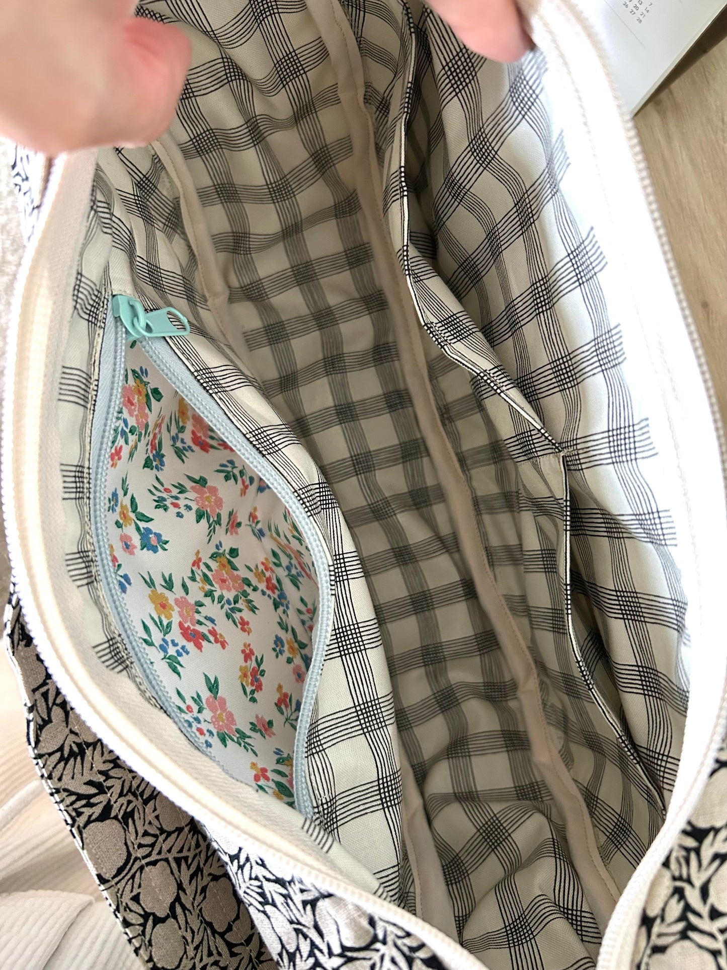 Black Floral Empanada Bag-Handmade