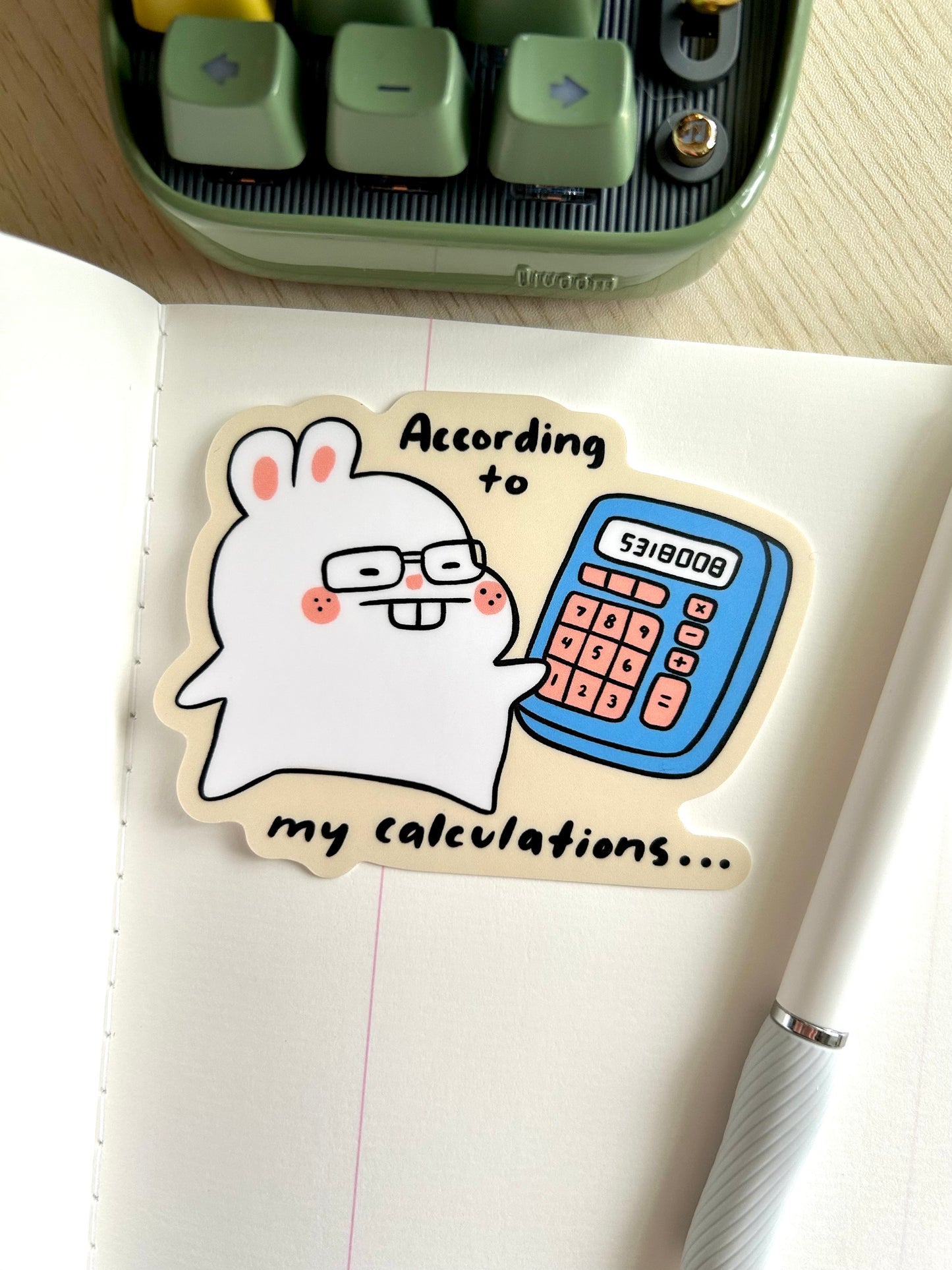 Calculating Bunny Vinyl Sticker