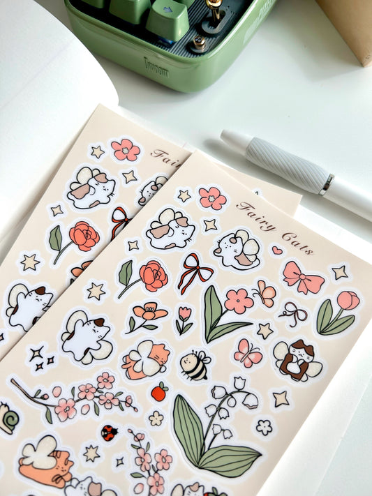 Fairy Cats Vinyl Sticker Sheet