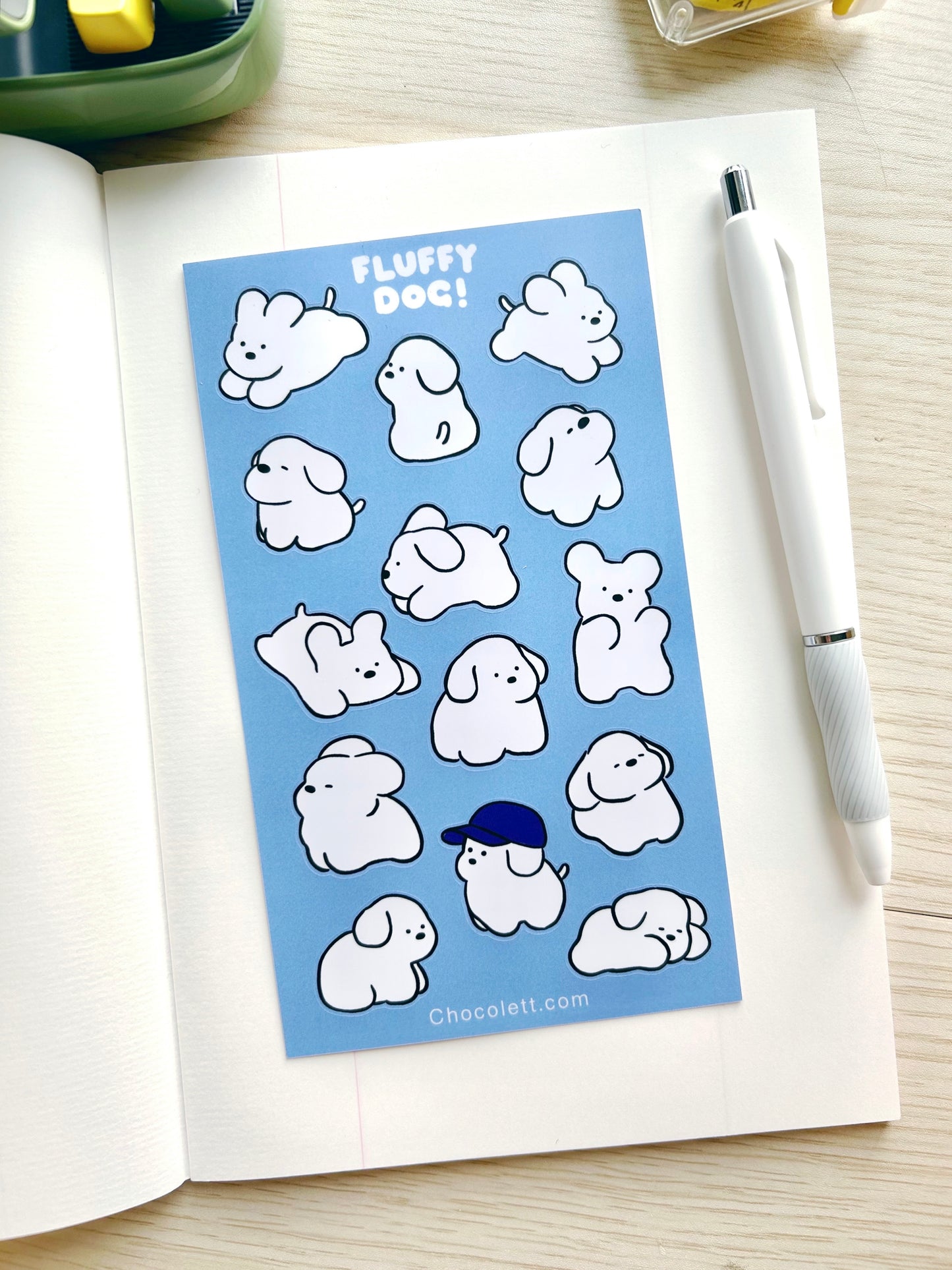 Fluffy White Dog Sticker Sheet