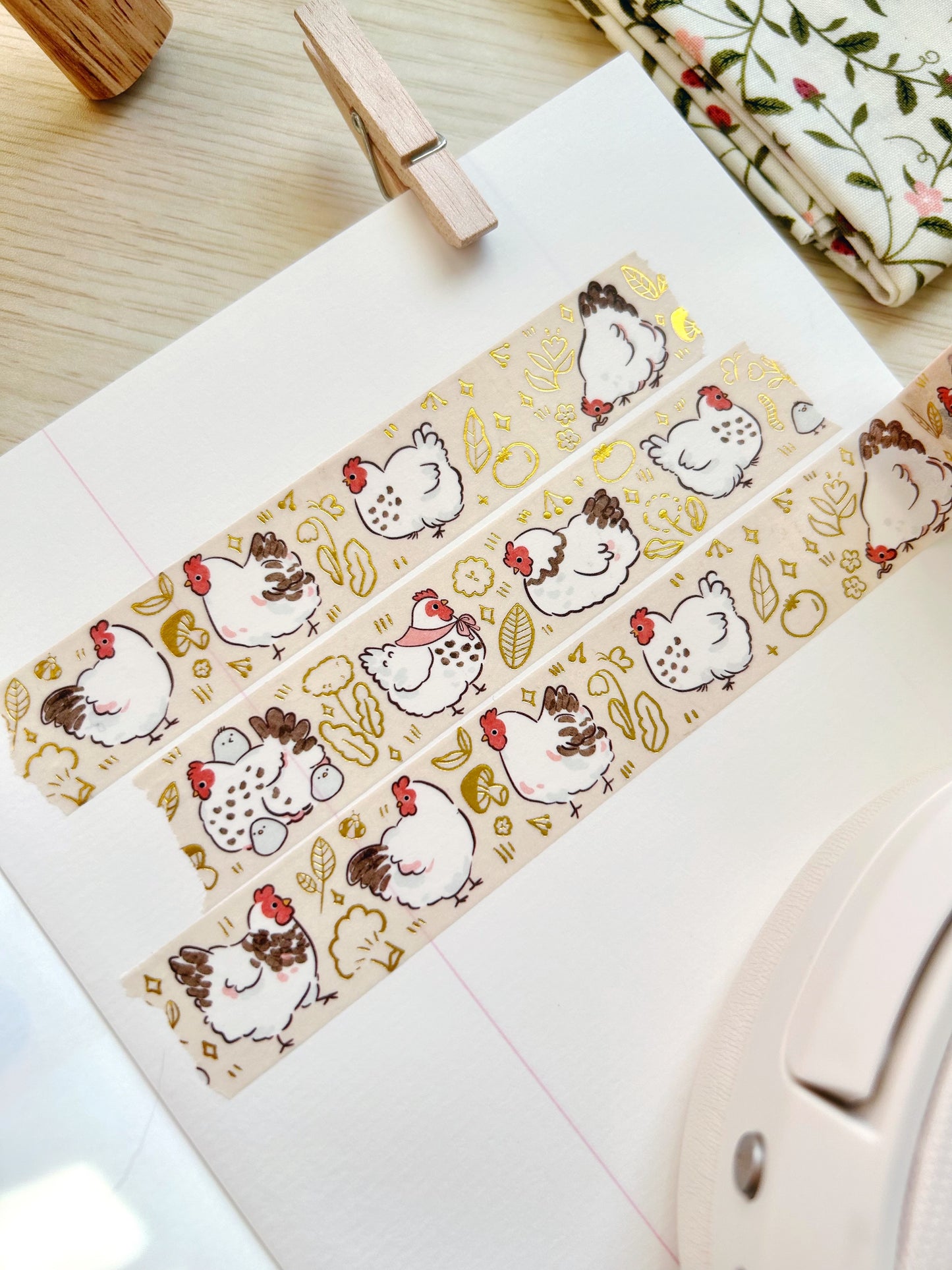 Gold Foil Chickens Washi Tape