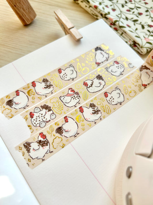 Gold Foil Chickens Washi Tape