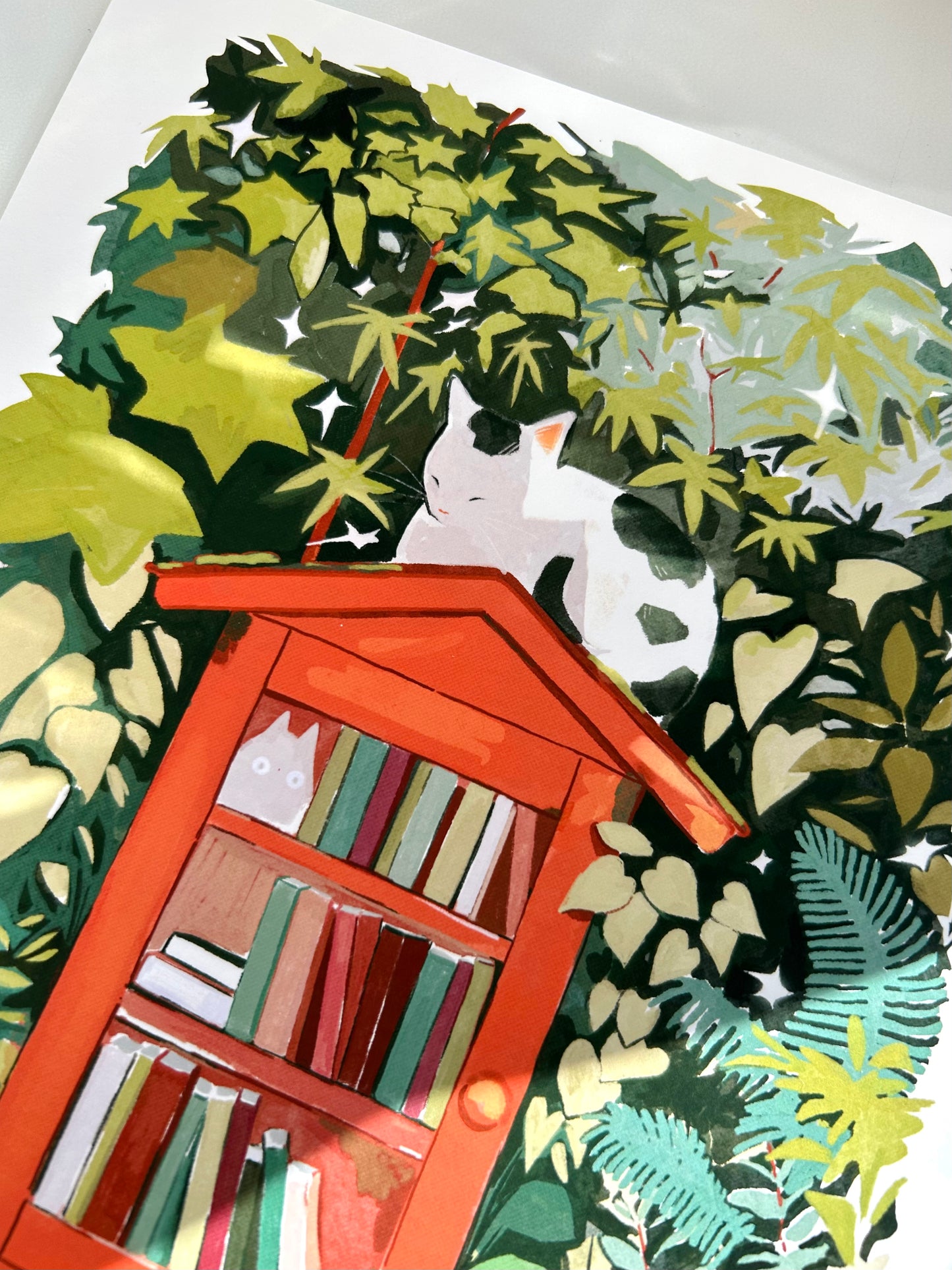Little Library Cat Art Print