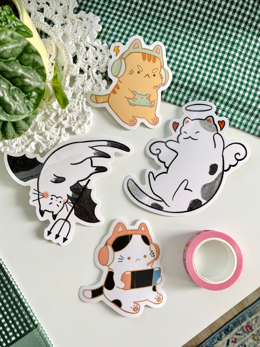 Black and White Gamer Kitty Sticker